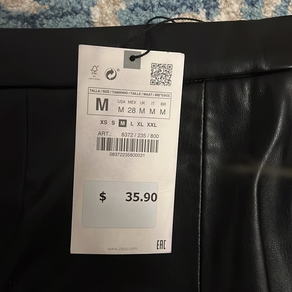 COPY - Black leather Zara pants- never worn with tags - Picture 4 of 4